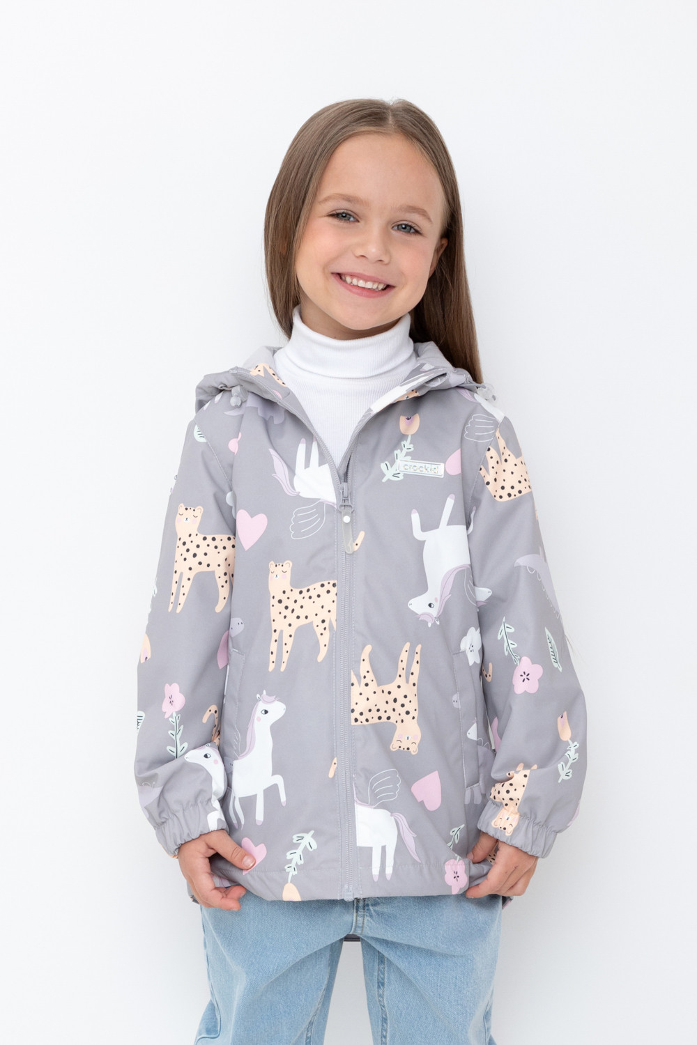 Куртка для девочки, артикул: ВК 32144/н/5 Ал, цвет: серый